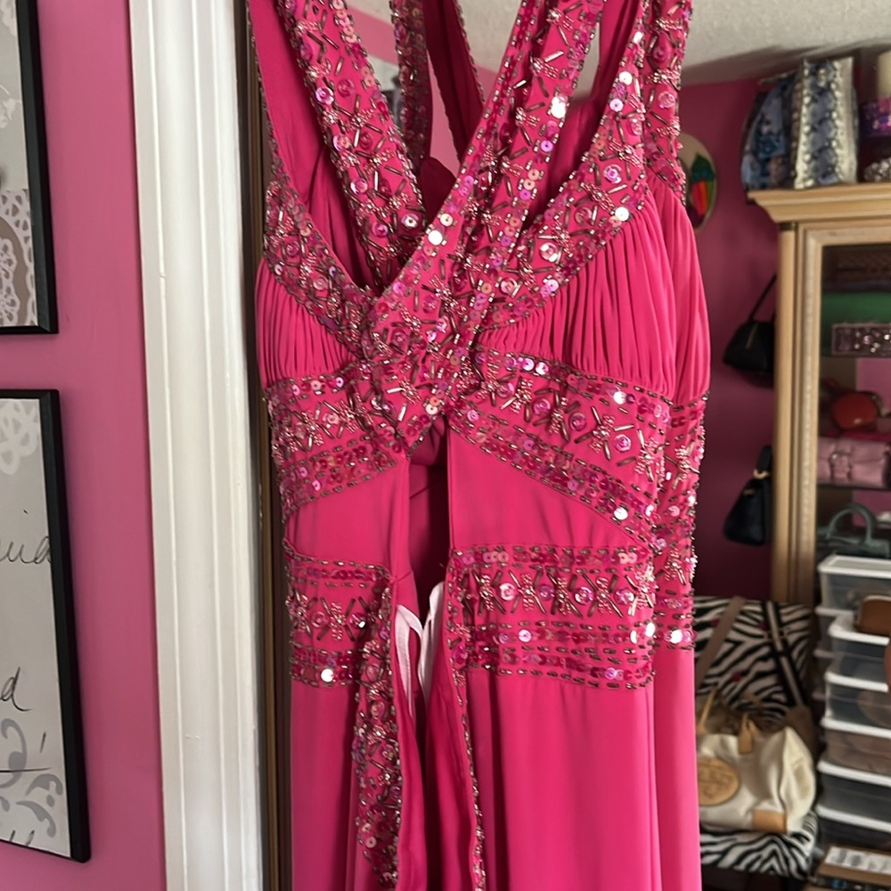 Beautiful evening dress pink and green - Picture 4 of 9